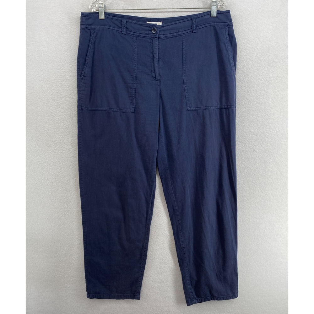 EILEEN FISHER Pants 14 Soft Organic Cotton Twill Utility Tapered Ankle Blue